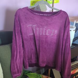 Juicy Couture Plum Velour Rhinestone Logo Pullover